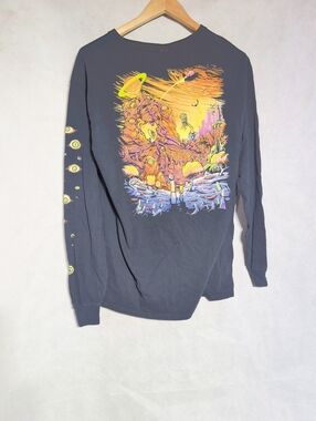 Rick And Morty Psychedelic Space Sz L Black Long Sleeve Graphic Tee